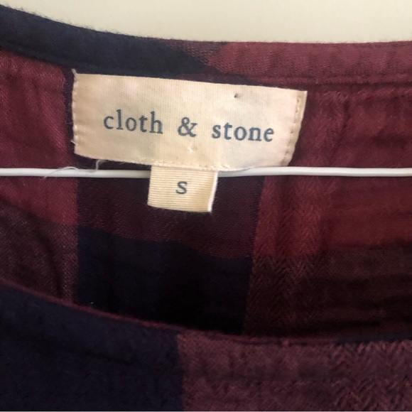 ❤️Cloth &Stone Anthropologie Plaid Long Sleeve Top Size S - Picture 2 of 6